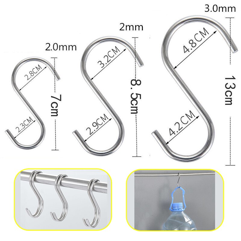 thumbnail image 2 of 10-Pack Gold S Hooks - Heavy Duty Aluminum Alloy Hangers For Kitchen, Bathroom & Garden 2 of 13