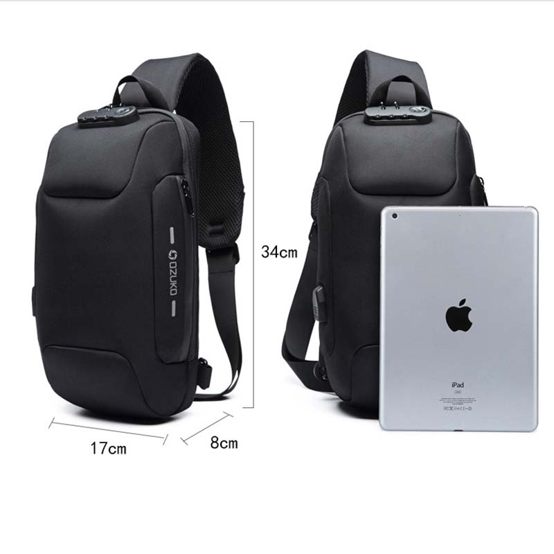 OZUKO Mode Messenger Schoudertas Anti-diefstal USB Opladen Borst Pakken Crossbody Tassen voor Mannen Sling Bag Mode Telefoon tassen