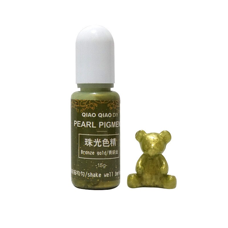 QIAOQIAO DIY 15g/pigmento de botella resina epoxi UV DIY arte artesanal colorante: Bronze gold