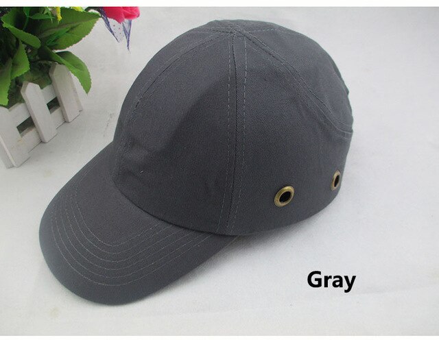Bump Cap Work Safety Helmet Baseball Hat Style Protective Safety Hard Hat Work Wear Security Head Protection Side 4 Holes: gray