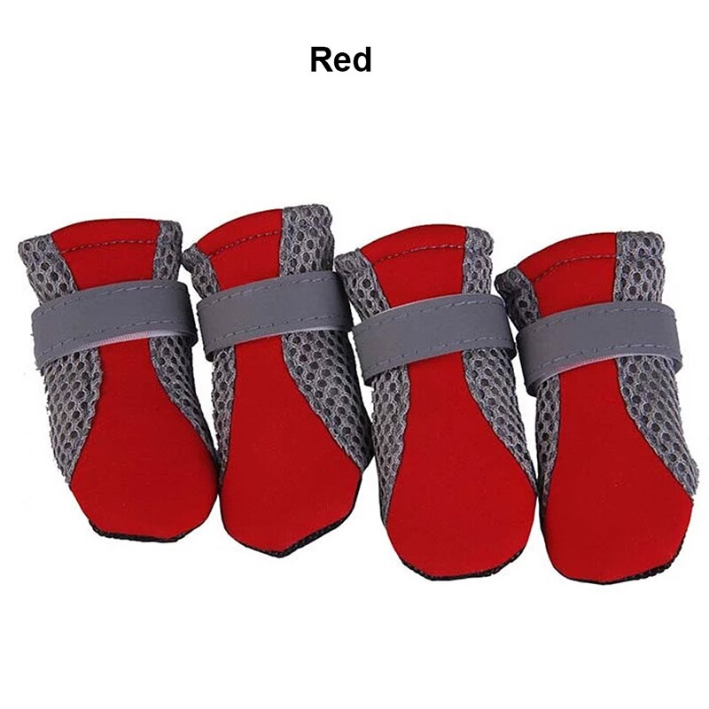 4Pcs/set Pet Dog Rain ShoesDog Booties Rubber Portable Anti Slip Waterproof Dog Cat Rain Shoes Autumn and Winter S/M/L/XL: Red / S