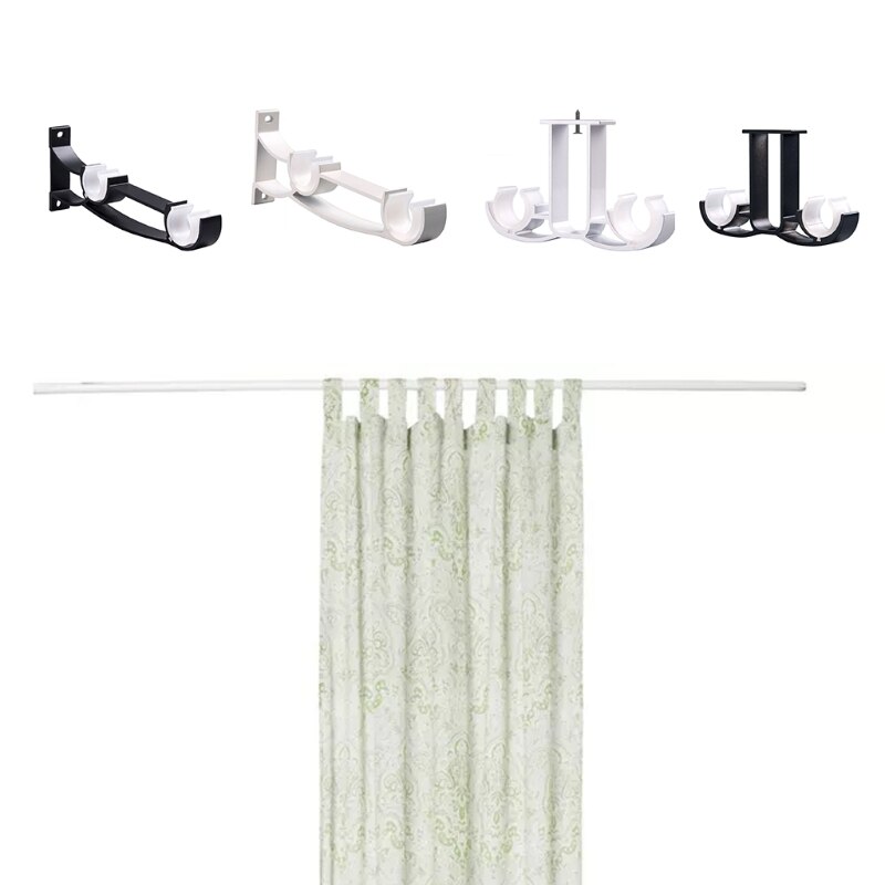 2 pièces/ensemble Double tringle à rideau supports porte-matériel de fenêtre décor à la maison H3CF