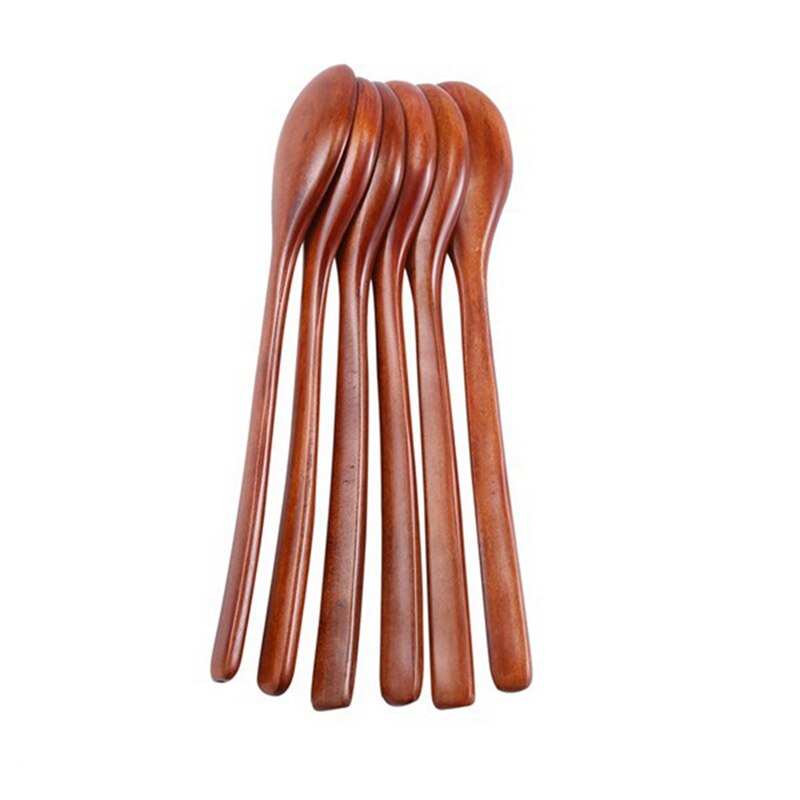 Wooden Spoons, 12 Pieces Wood Soup Spoons for Eating Mixing Stirring, Long Handle Spoon Kitchen Utensil