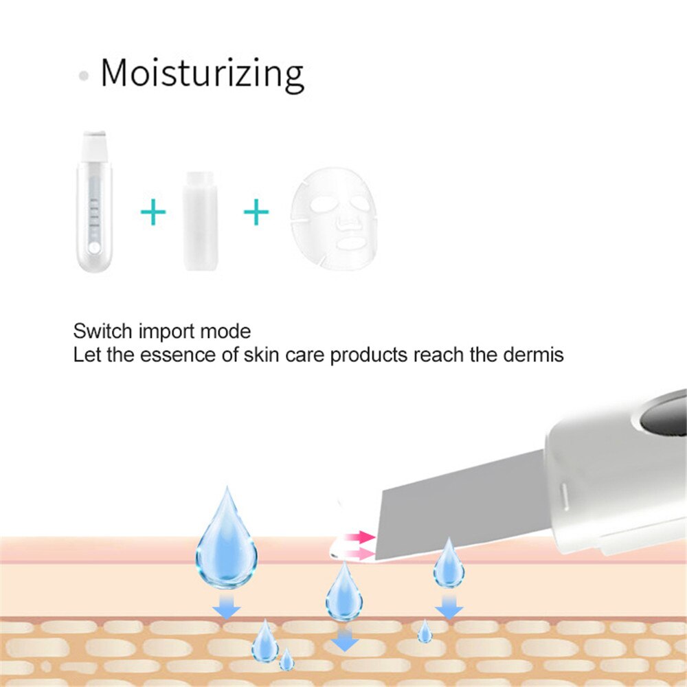 Professionele Usb Ultrasone Huid Scrubber Diepe Gezicht Reiniging Schop Mee-eters Remover Peeling Gezicht Cleanser Skin Spatel Apparaat