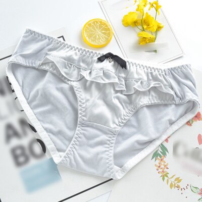 Japanese big red Dingyuan simple cotton ladies underwear cotton embroidered lace sexy large size underwear JF3009: GRAY / M