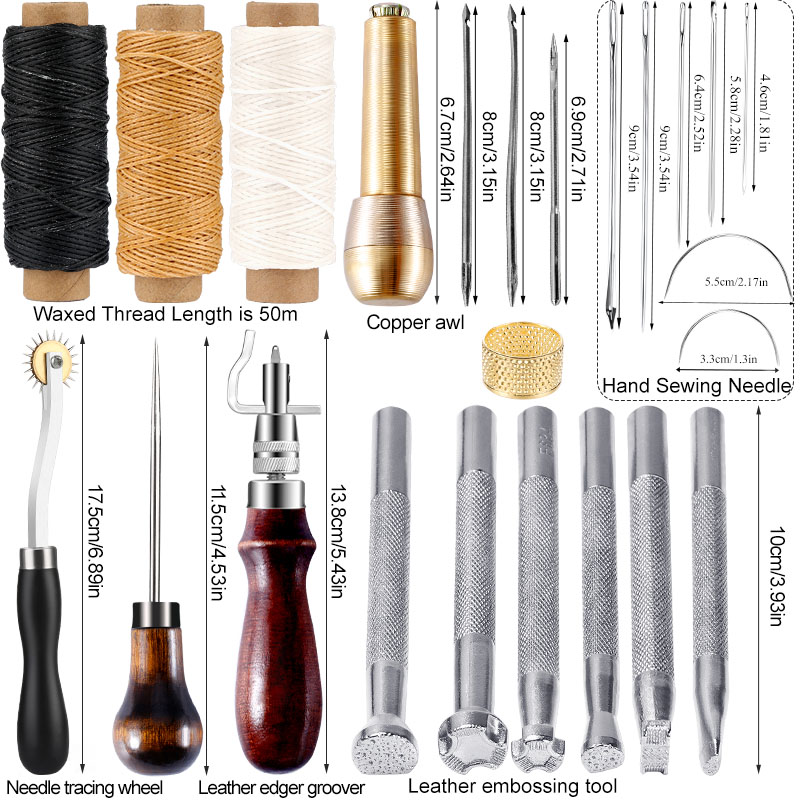 KAOBUY-Kit de herramientas profesionales para artesanía de cuero, accesorios para costura a mano, punzón, tallado, trabajo, sillín, herramienta de bricolaje