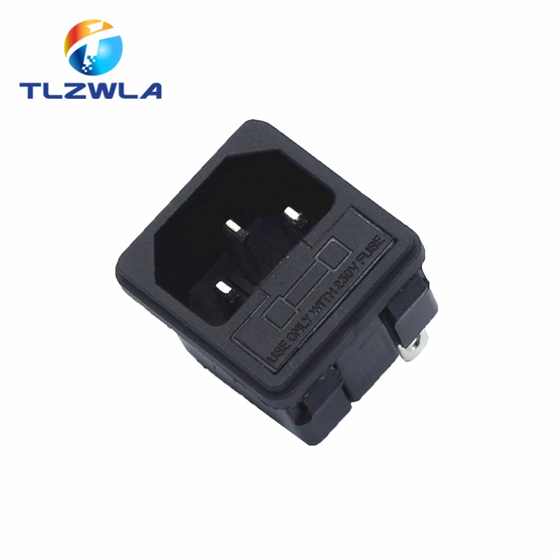 1pcs 10A 250V AC 3 Pin IEC320 C14 Male Inlet Connector Plug Power Socket 10A Fuse Holder Iron Copper Square TUC Adapter Outlet