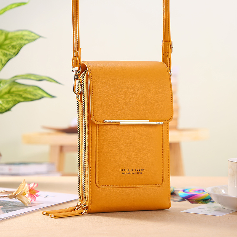 Vrouwen Zakken Zachte Lederen Portefeuilles Touch Screen Mobiele Telefoon Purse Crossbody Schouderband Handtas Voor Vrouwelijke Goedkope Vrouwen Tassen: Yellow