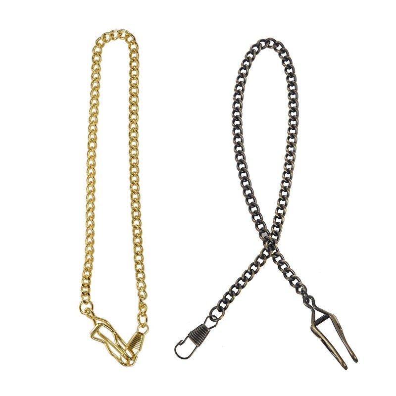 2Pcs Retro Antieke Vintage Zakhorloge Ketting-Goud & Brons