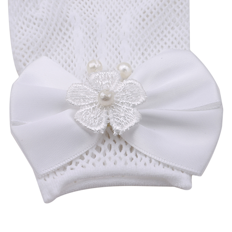 1 Paar Meisjes Kids Wit Kant Faux Pearl Visnet Handschoenen Communie Bloem Meisje Bruid Party Ceremony Accessoires