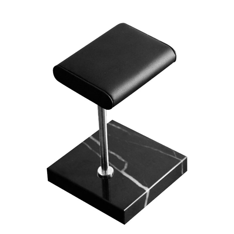 Watch Stand Holder - Black Marble Base & Silver Metal Rod - Jewelry Display for Watches & Bracelets