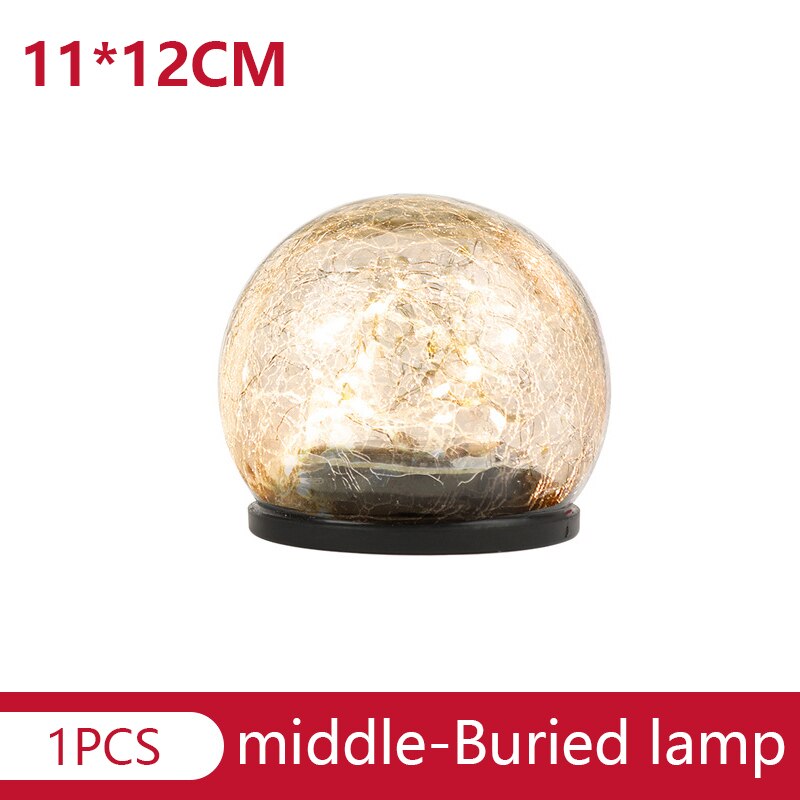 Outdoor LED Solar Court Crack Glass Ball Light Buried Garden Grass Lamp Balcony Layout Decoration Christmas Waterproof Light: 12cm 1PCS