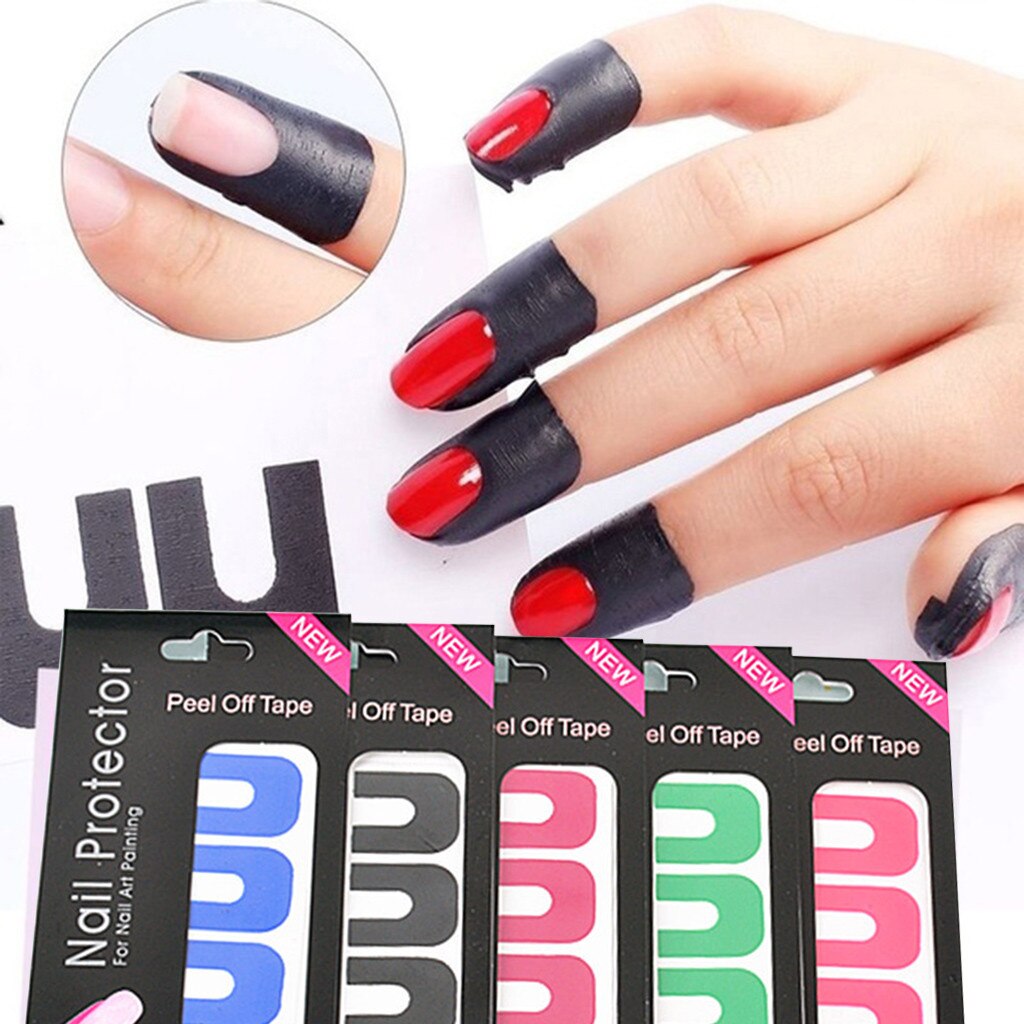 Strippen Tape Anti-Splash Bescherming Nagels Creatieve U-Vormige Vingerafdruk Stickers Vinger Huid Bescherming Nagellak Stickers