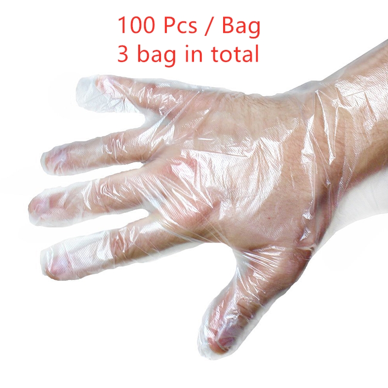 300 stuks wegwerphandschoenen eenmalige plastic handschoenen doorzichtige wegwerphandschoenen voor voedsel voor industriële restaurantkeukenreinigingshandschoenen: 300 stuks