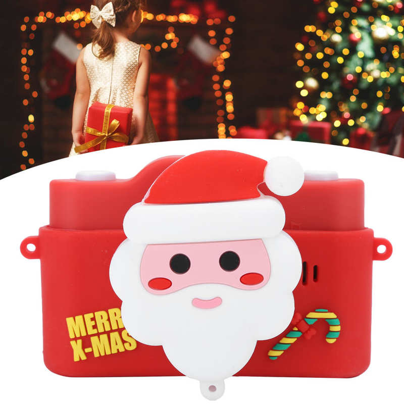 Christmas Child Camera Santa Claus 40mp Front Rear Dual Camera Kid Camera Small Video Recorder with MP3 Red