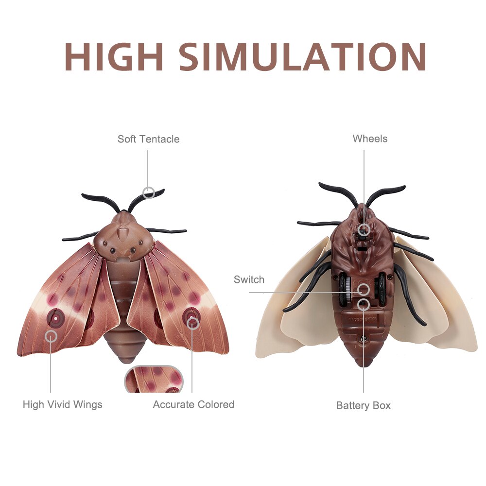 Remote Control Moth Toys Simulated Insect Toys Infrared Sensing Portable RC Toy for Kids