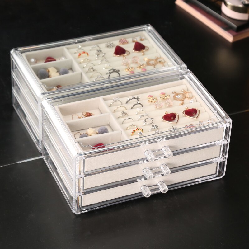 Transparante Make-Up Organizer Opbergdoos Acryl Make Up Sieraden Lade Ring Ketting Organizer Drawers Organizer: Jewelry Box 1