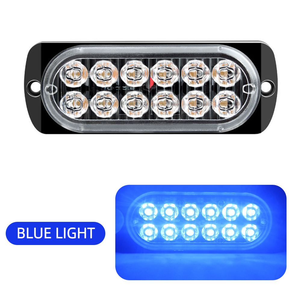 Luz de advertencia de coche de 12LED, luz de emergencia de avería, lámpara de baliza de remolque de camión, luz lateral LED ámbar de 12V para accesorios de coches KO: Azul