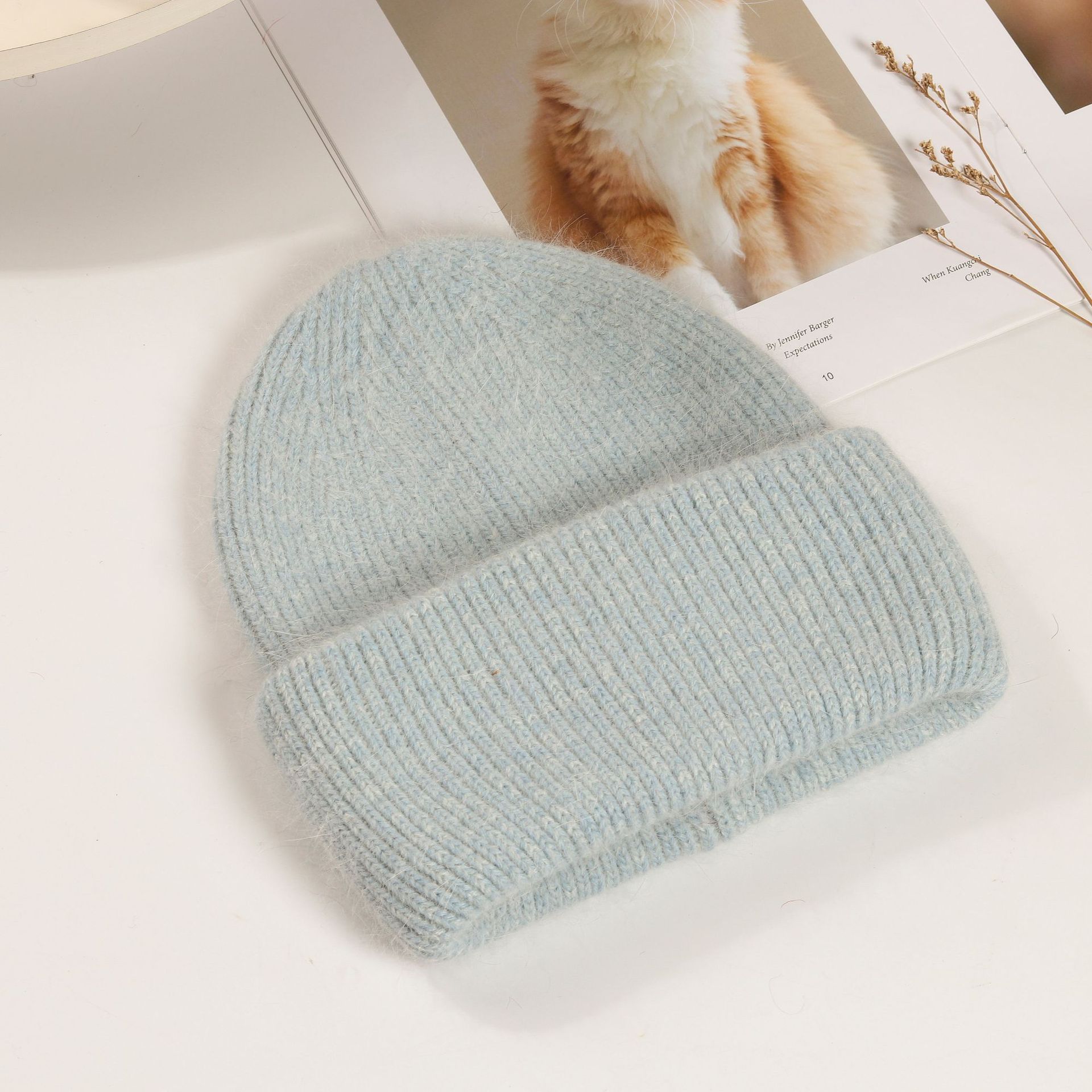Vrouwen Hoeden Winter Gebreide Hoed Angola Konijnenbont Beanie Bonnet Meisje Hoed Herfst Vrouwelijke Cap Warm Houden mode Caps: 10