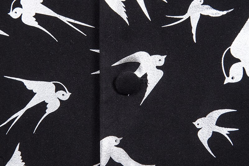 Gilet de costume simple boutonnage à col en v pour homme, style hipster, imprimé mouches et oiseaux, gilet de smoking pour homme, gilet de robe de mariée