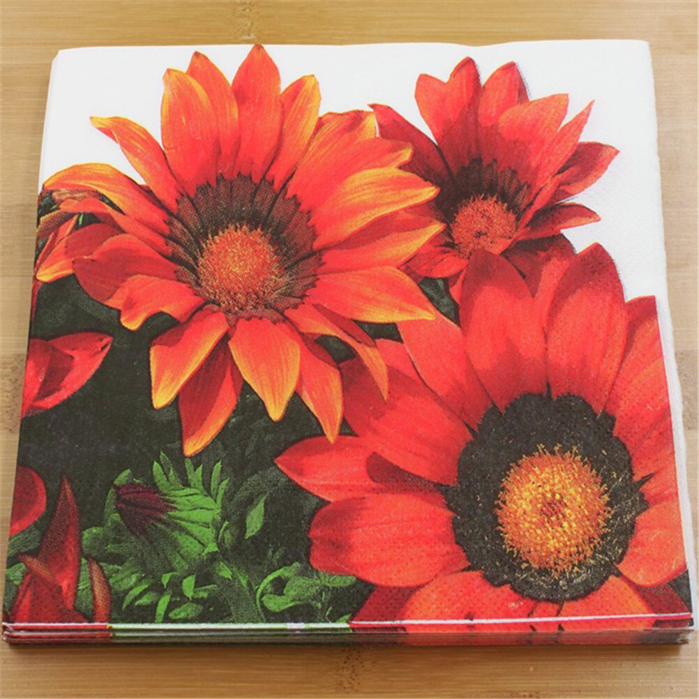 20pcs/pack/lot Sunflower Paper Napkin Flower Para Festas &amp; Party Supply Tissue decoupage Servilleta 33*33cm