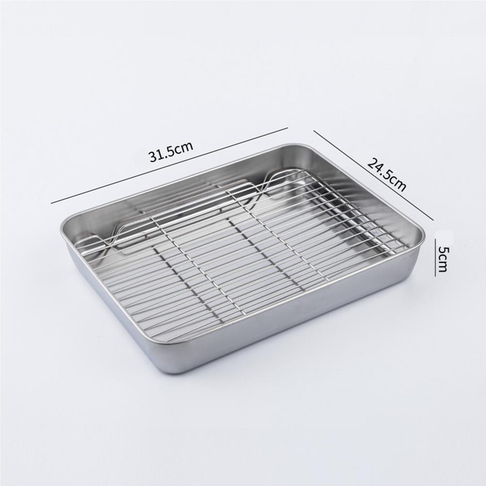 Baking Tray with Removable Cooling Rack Set Stainless Steel Baking Pan Sheet Non Toxic , Used For Oven, BBQ Tray Dishwasher Safe: L