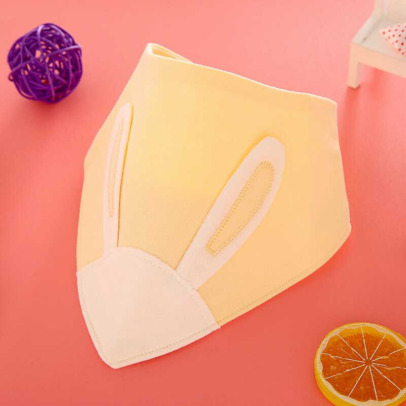 Delantal de alimentación de bebé de algodón, Baberos adorables para bebé, niñas, niños, orejas de conejo, babero, babero, ropa para bebés: yellow