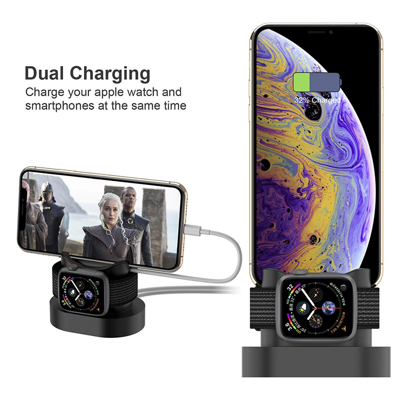 2 In 1 Lade Dock Station Für Iphone X Iphone XS Iphone 8 Lade Basis Für Apple Uhr 4 3 2 nachttisch Gebühr Stehen Halter