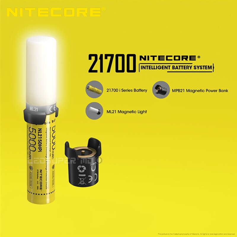 NITECORE Intelligent 21700 Battery System - MPB21 Kit with NL2150HPi &amp; ML21 Light &amp; Magnetic Powerbank