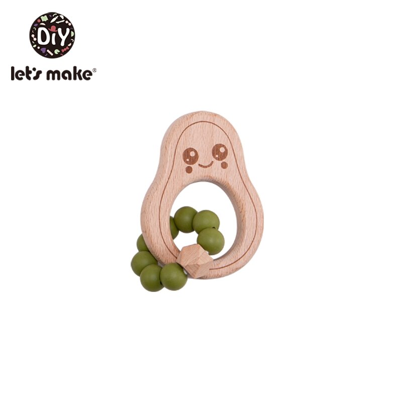 Laten We Chew Silicone Bijtring Kralen Avocado Armband Siliconen Crib Accessoires Tandjes Kralen Fopspeen Chain Baby Rammelaar: Green