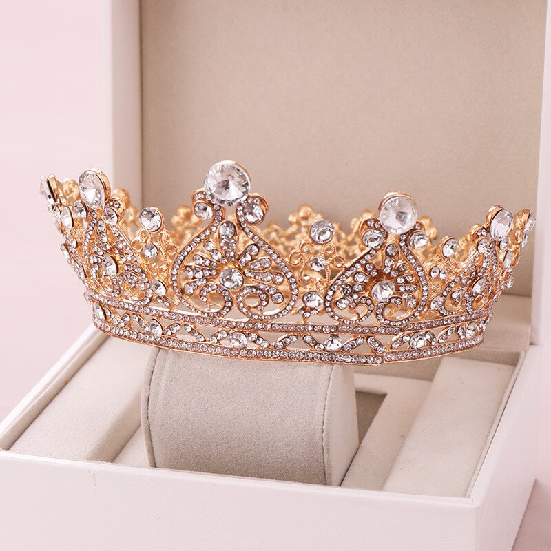 Acessórios para cabelo, acessórios de coroa para casamento, da moda, barroco, strass, coroa de cristal, tiara, coroa dourada, acessórios de cabelo de noiva