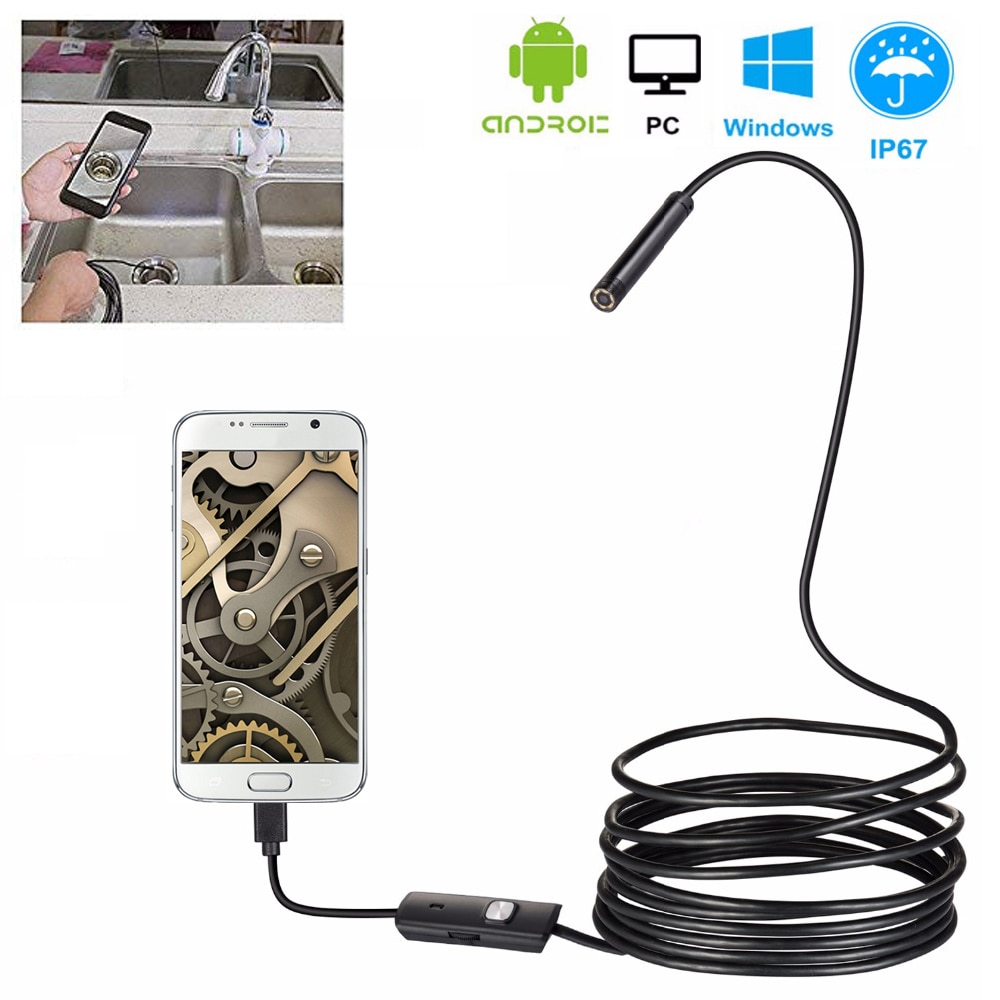 Inspectie Camera 7 Mm 1/2/5 M Flexibele Snake Waterdicht Video Borescope Voor Smartphone Usb Windows Pc endoscoop Camera