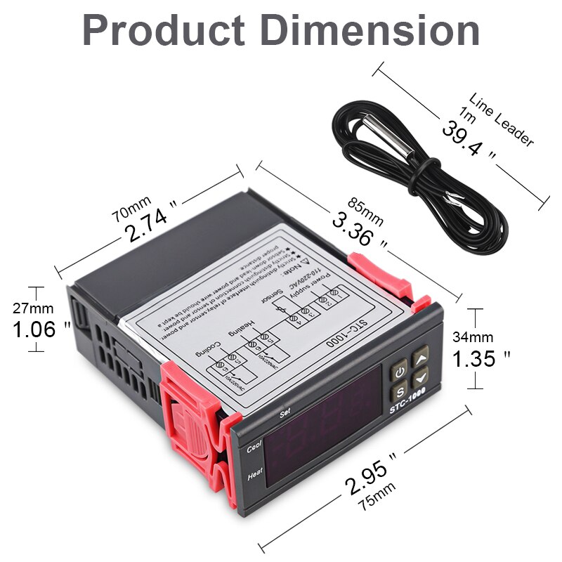 STC-1000 Led Digitaltemperature Controller Thermostaat Incubator Twee Relais Sensor Aquarium Fish Tank Heater En Koeler