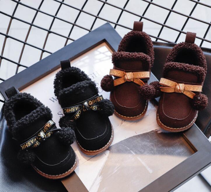 Meisjes jongens sneeuwlaarzen kinderen korte enkellaarsjes kinderen warme pluche laarzen dikke baby sportschoenen maat 21-30 pure kleur sneakers