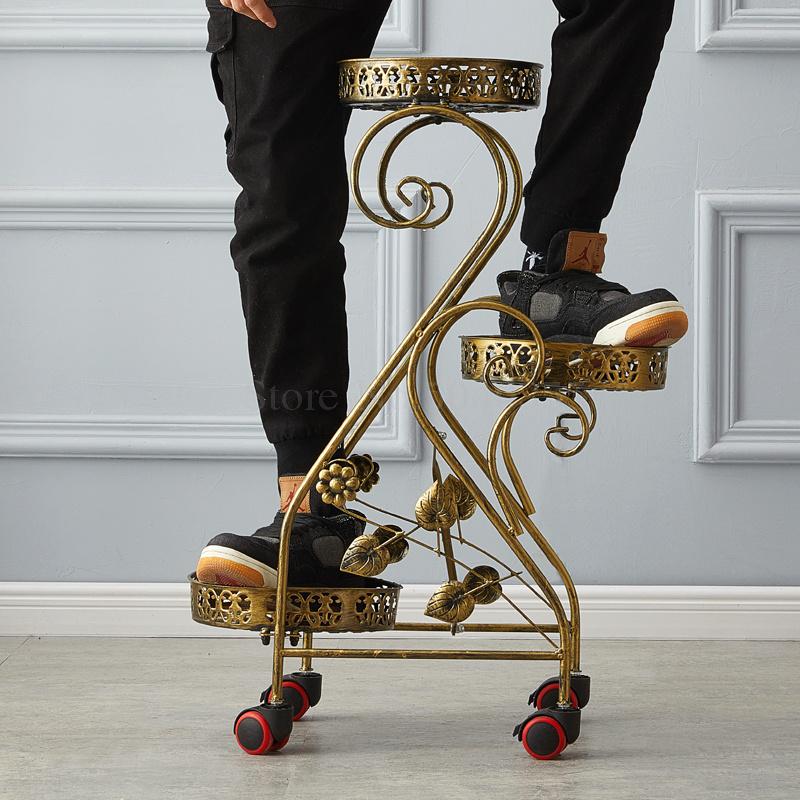 Iron flower stand rack multi-layer indoor balcony floor flower pot rack multi-function green rose hanging orchid shelf living