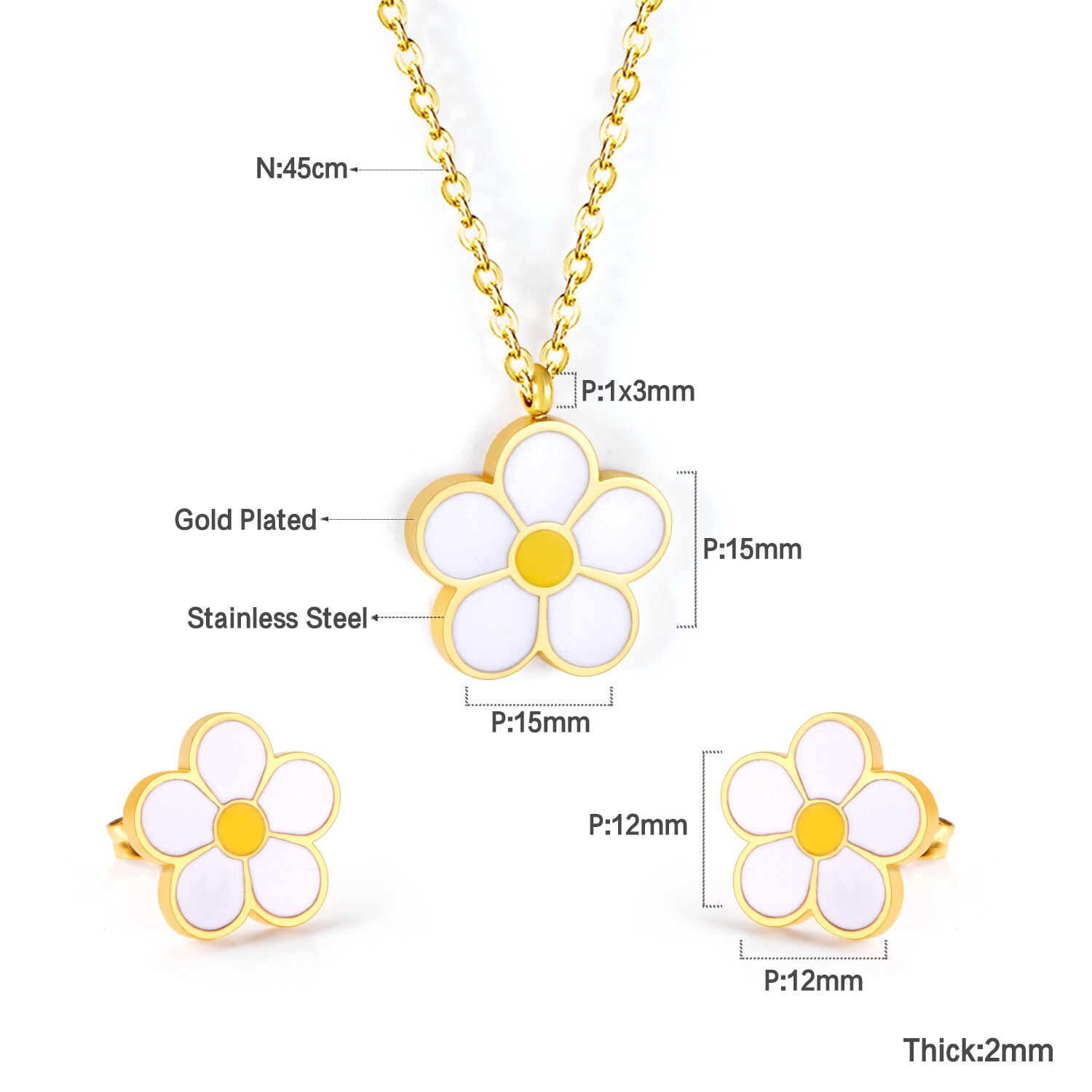 LUXUKISSKIDS collana con ciondolo in fiore di pesco in stile coreano orecchini per donna a forma di fiore set di gioielli per feste bijoux femme