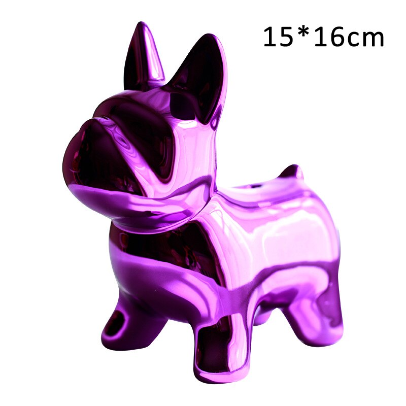 5 Kleur Keramische Bulldog Spaarpot Leuke Plating Puppy Piggy Banken Thuis Slaapkamer Woonkamer Desktop Versiering Spaarpot Mode: 7