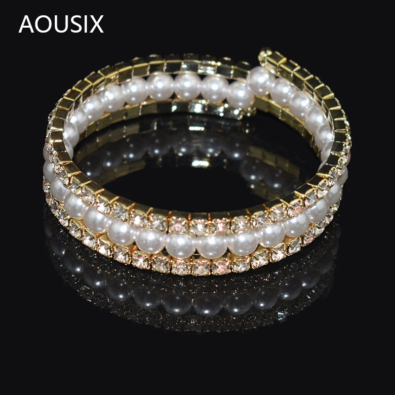 Goud Zilver Plated Rhinestone Bangle Armband Crystal Charm Armband Voor Vrouwen Bruiloft Sieraden Armbanden Voor Meisjes