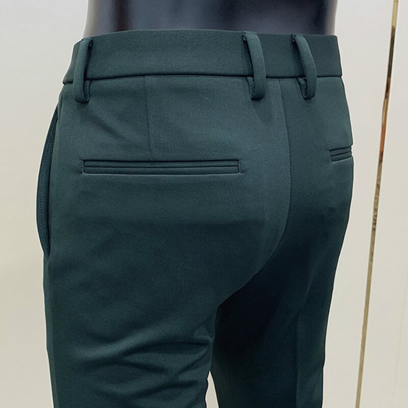 Mäns affärsklänning byxor enfärgad slim fit formell kontorsdräkt byxa streetwear fritidsbyxor pantalon homme classique
