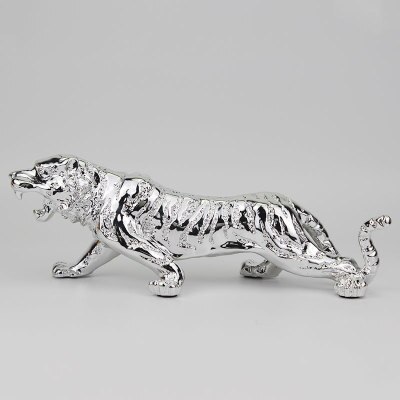 Harpiks tiger kinesisk stjernetegn tiger hjemmedekorasjoner naturlig harpiks å lage bursdag og jule bryllup dekorasjon: Sølv / 18 x 5 x 6cm