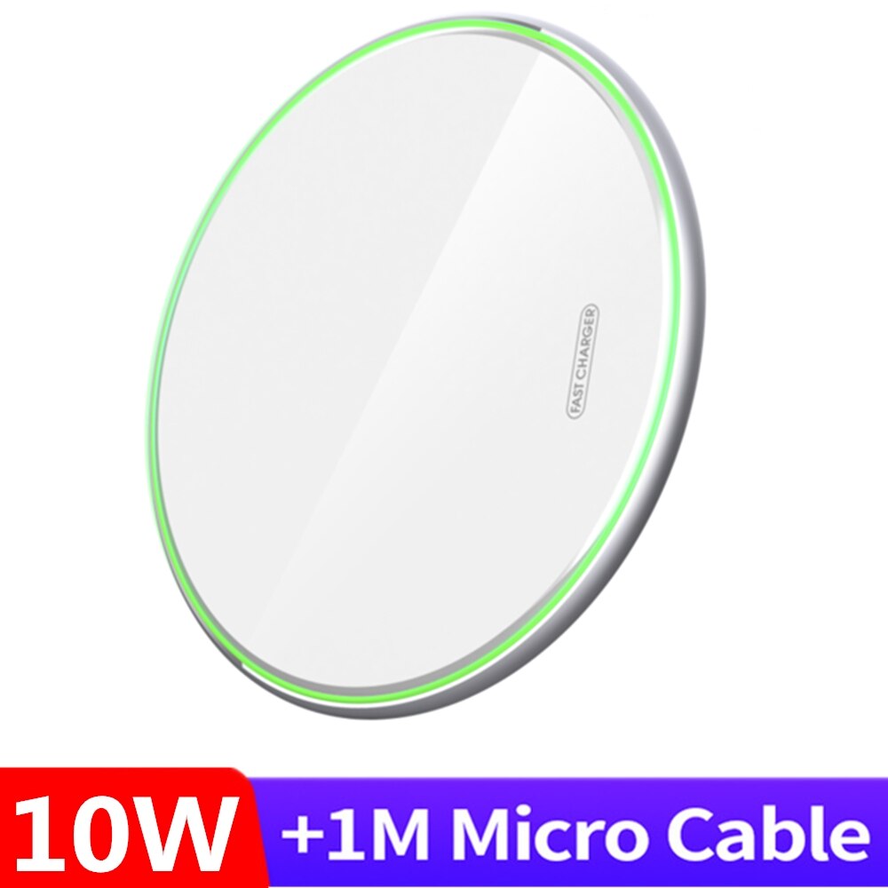 Fdgao 15w qi sem fio carregador rápido indução rápida almofada de carregamento para o iphone 12 11 pro xs xr x 8 samsung s20 s10 s9 xiaomi mi 10 9: 10W White