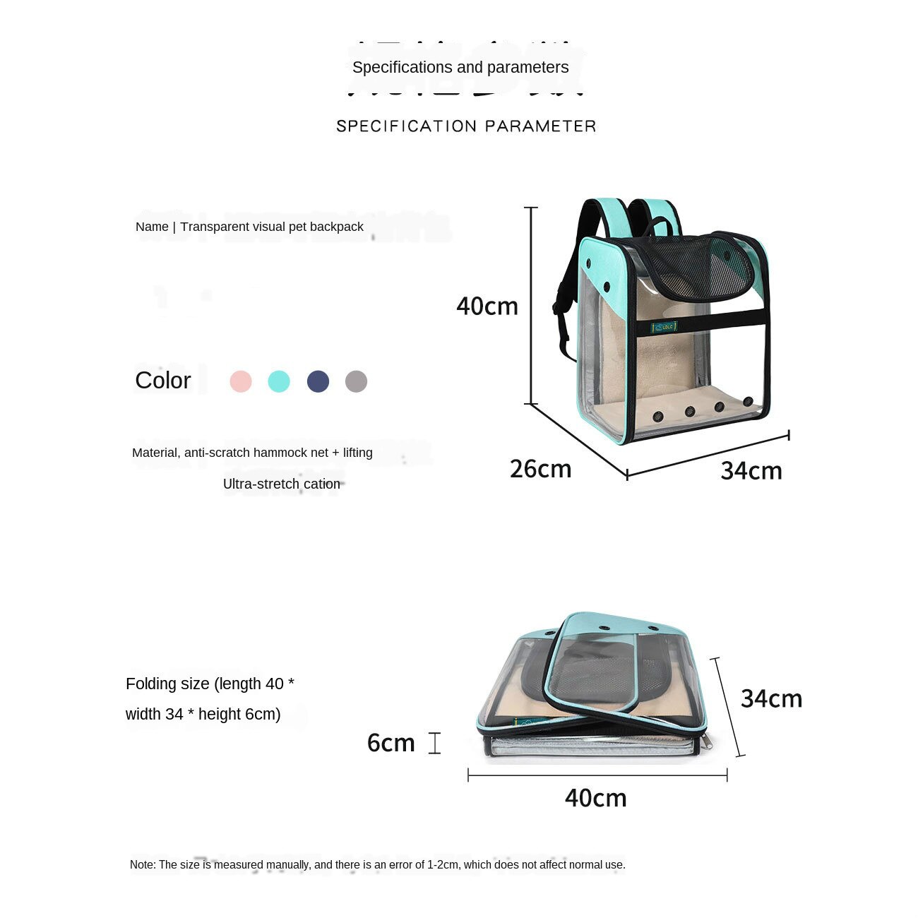 Mochila portátil de para mascotas, bolsa de transporte para gatos y perros, tela Oxford de viaje, transpirable y escalable