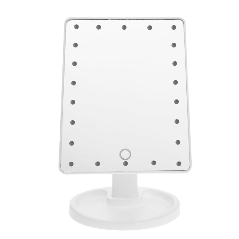 LED Touch Screen Makeup Mirror Luxury Mirror with 16/22 LED Lights 180 Degree Adjustable Table Make Up Mirror: White 22 LEDs