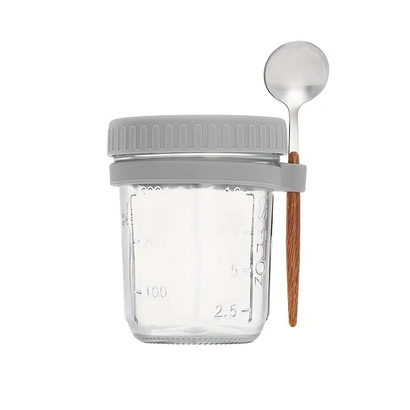 Taza de avena nocturna de 350ML, vaso con tapa y cuchara, taza para desayuno, taza portátil para cereales, leche, ensalada, yogur, artículo de cocina: Verde