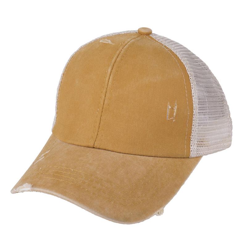 Ponytail Baseball Cap Messy Hats For Women Washed Cotton Snapback Caps Casual Summer Sun Visor Outdoor Sports Caps: 04