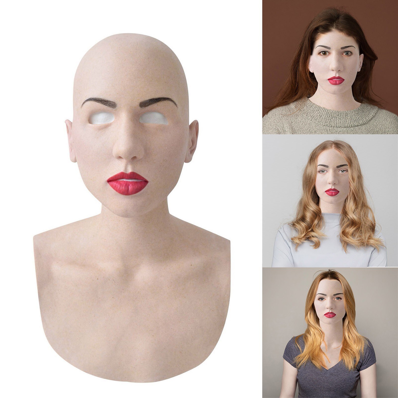 Volledige Latex Masker Voor Halloween Cosplay Met Hals Volledige Hoofd Griezelige Rimpel Vrouwen Gezicht Masker Latex Masker Cosplay Party Props maskers