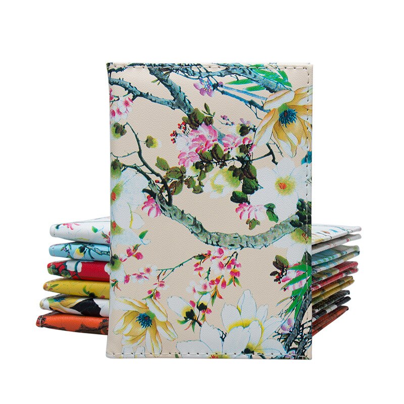 Zoukane Magnolia Pruim Boomtak Passport Cover Case Kaarthouder Reizen Accessoires Kleurrijke Paspoort Portemonnee ZSPC26: Cream-colored