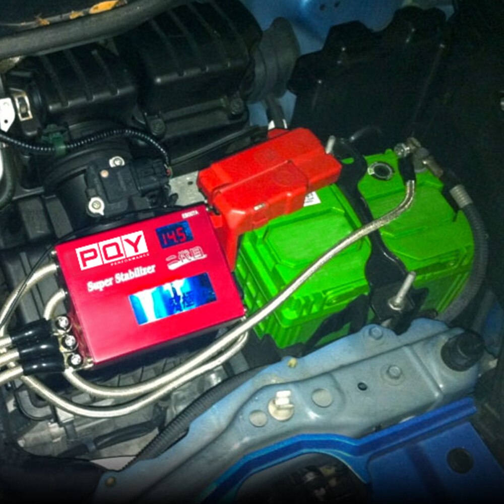 Universal power motor chip turbo spændings boost regulator ecu tænding booster volt stabilisator led display volt controller