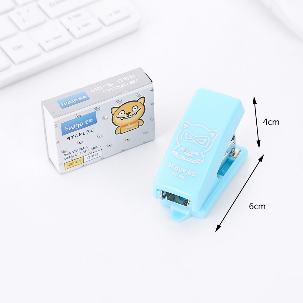 Home Stapler Set Cute Cartoon Stapler Mini Small Stapler Student Stationery come with 400pcs 24/6 needle Nail