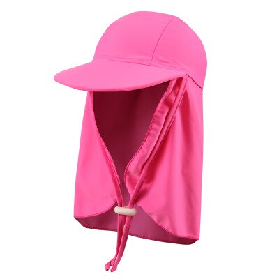 Sombrero con solapa para niños, gorra con cuerda UPF 50 +, protección solar, cubierta para el cuello, gorra de playa para ciclismo,: rose